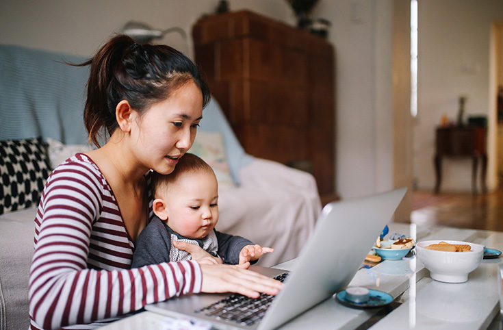 Woman And Child Working, Compressed